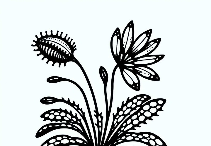 Stáhnout zdarma omalovánku s mucholapkou a vybarvit ji online