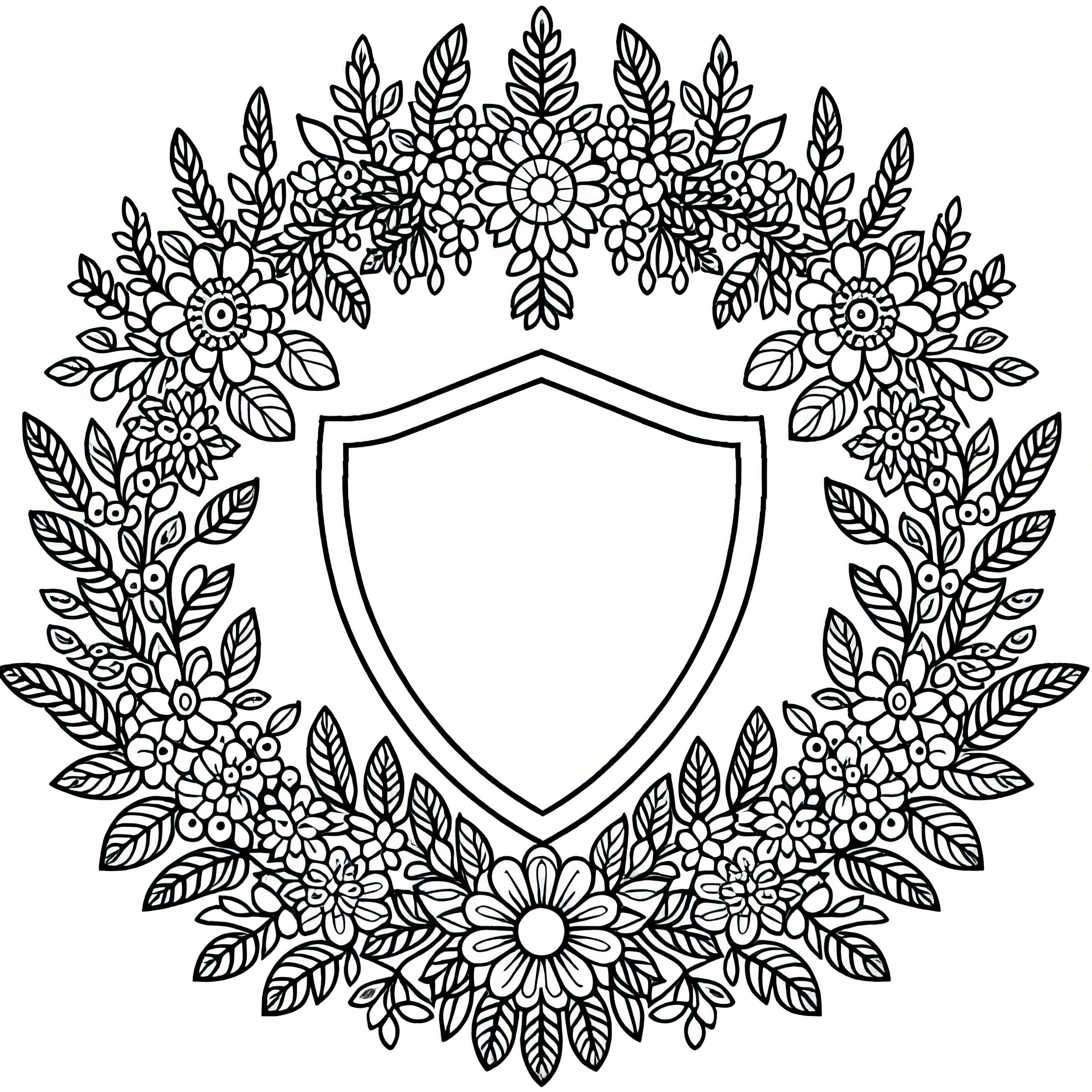 Flower vine forms a frame around the sign – free coloring page Flower vine forms a frame around a sign – free coloring template