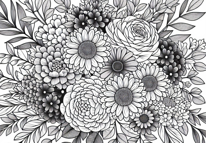 無料の花束塗り絵