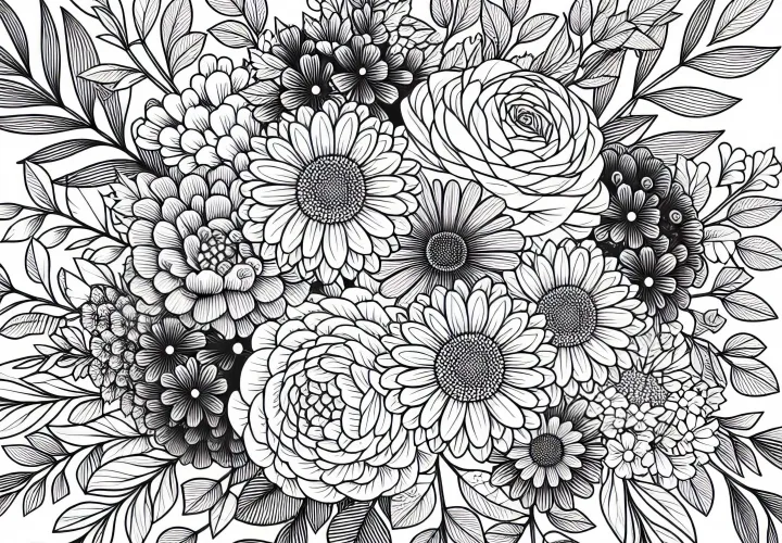 Blumenstrauß Ausmalbild Kostenlos