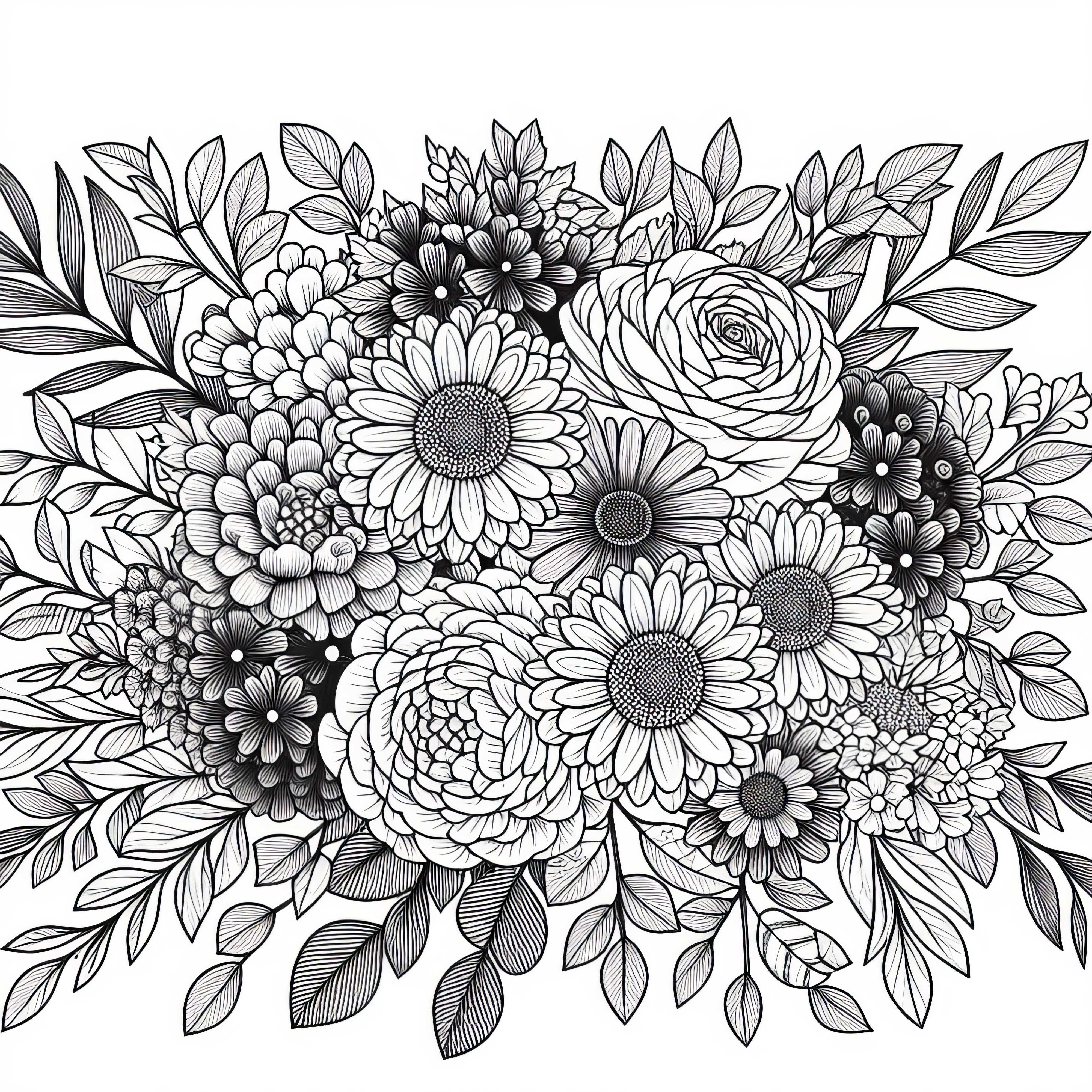 무료 꽃다발 색칠하기 그림