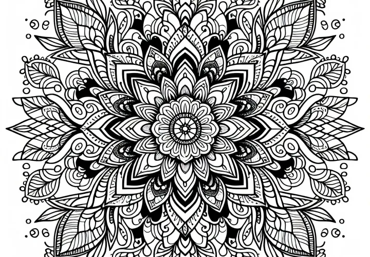 Komplexní květinové mandala omalovánka: Květina pro dospělé zdarma