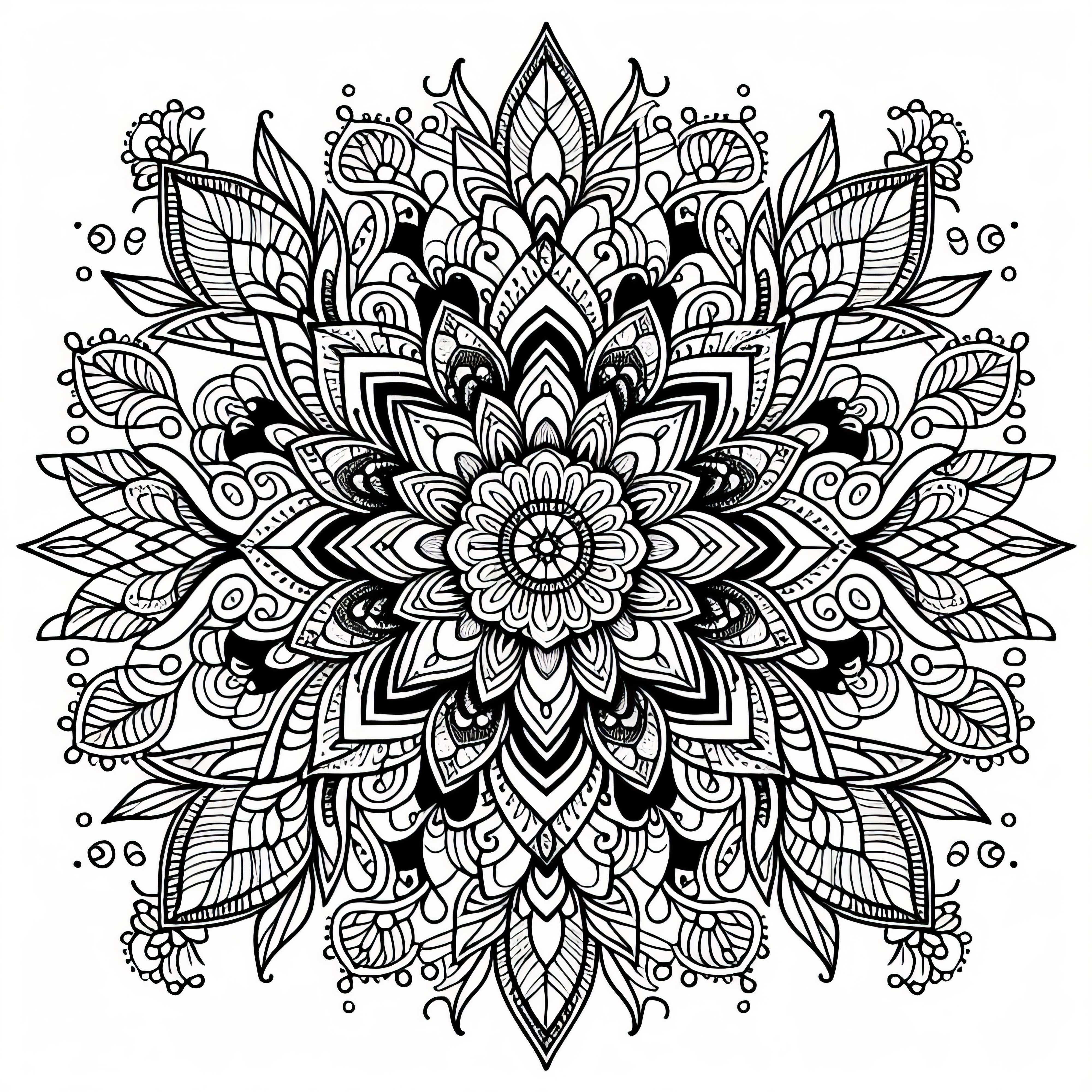 Komplexné kvetinové mandala omaľovánka: Kvet pre dospelých zadarmo