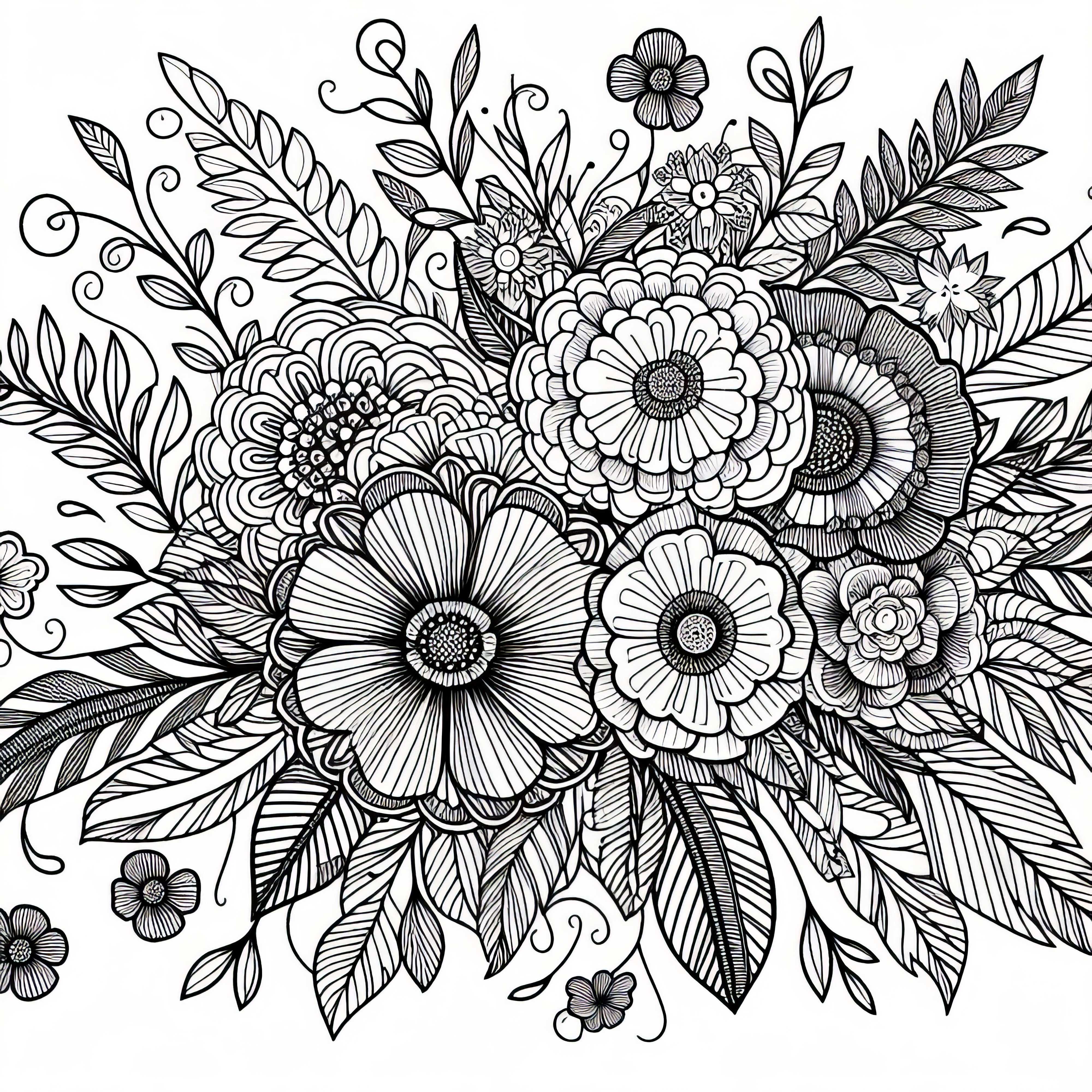 성인용 만화 색칠하기 무료 꽃다발