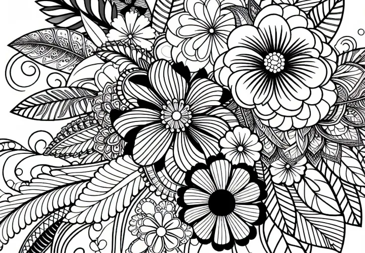 Květinová kompozice – Omalovánka pro dospělé zdarma