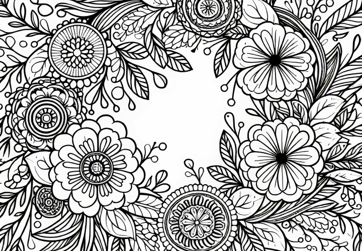 Flower crown coloring page for adults free