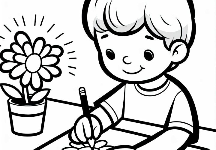 어린이를 위한 간단한 무료 색칠 공부 도안 - 종이에 간단한 꽃 그리기