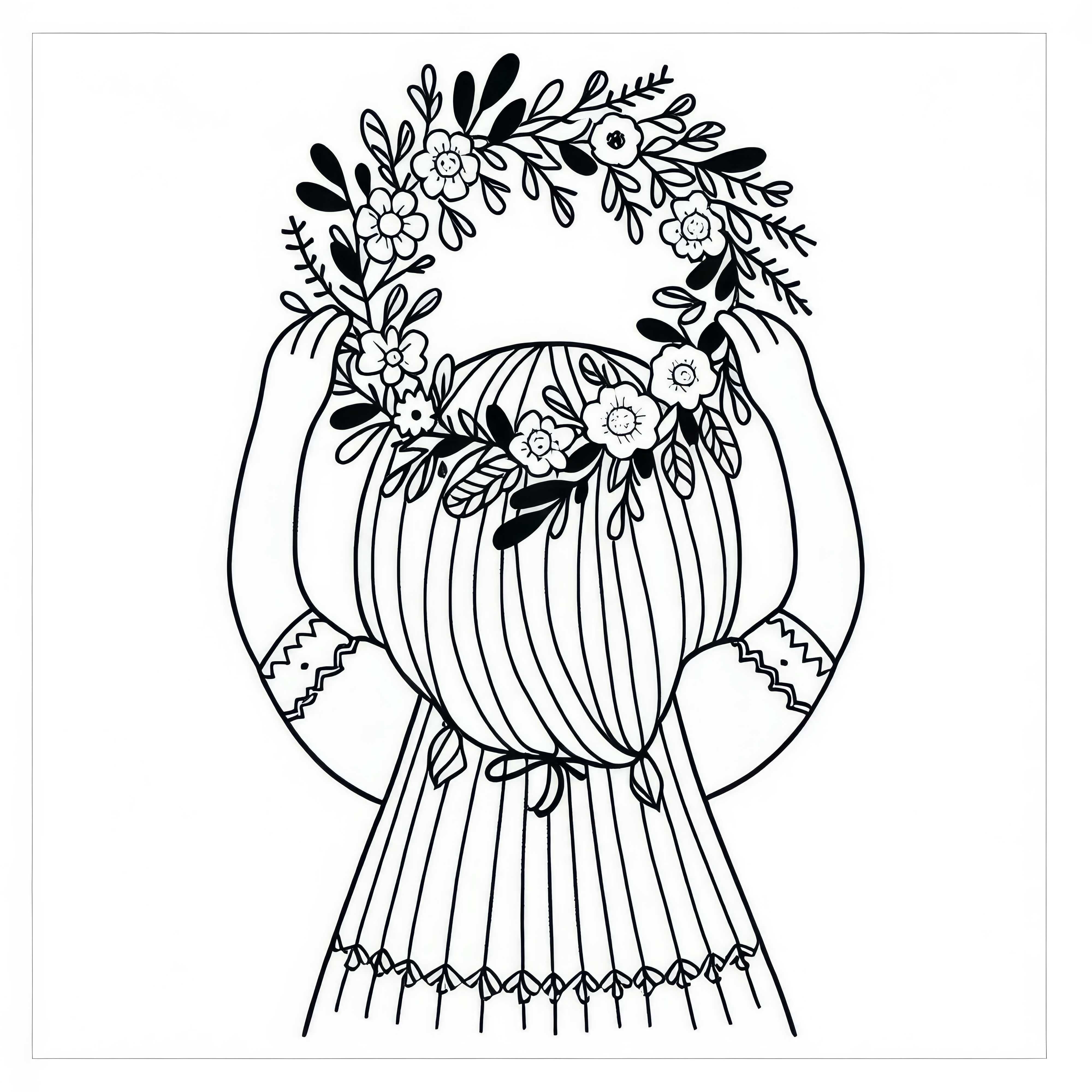 아이에게 꽃 화관을 머리에 쓰게 하세요 – 무료 색칠하기 그림