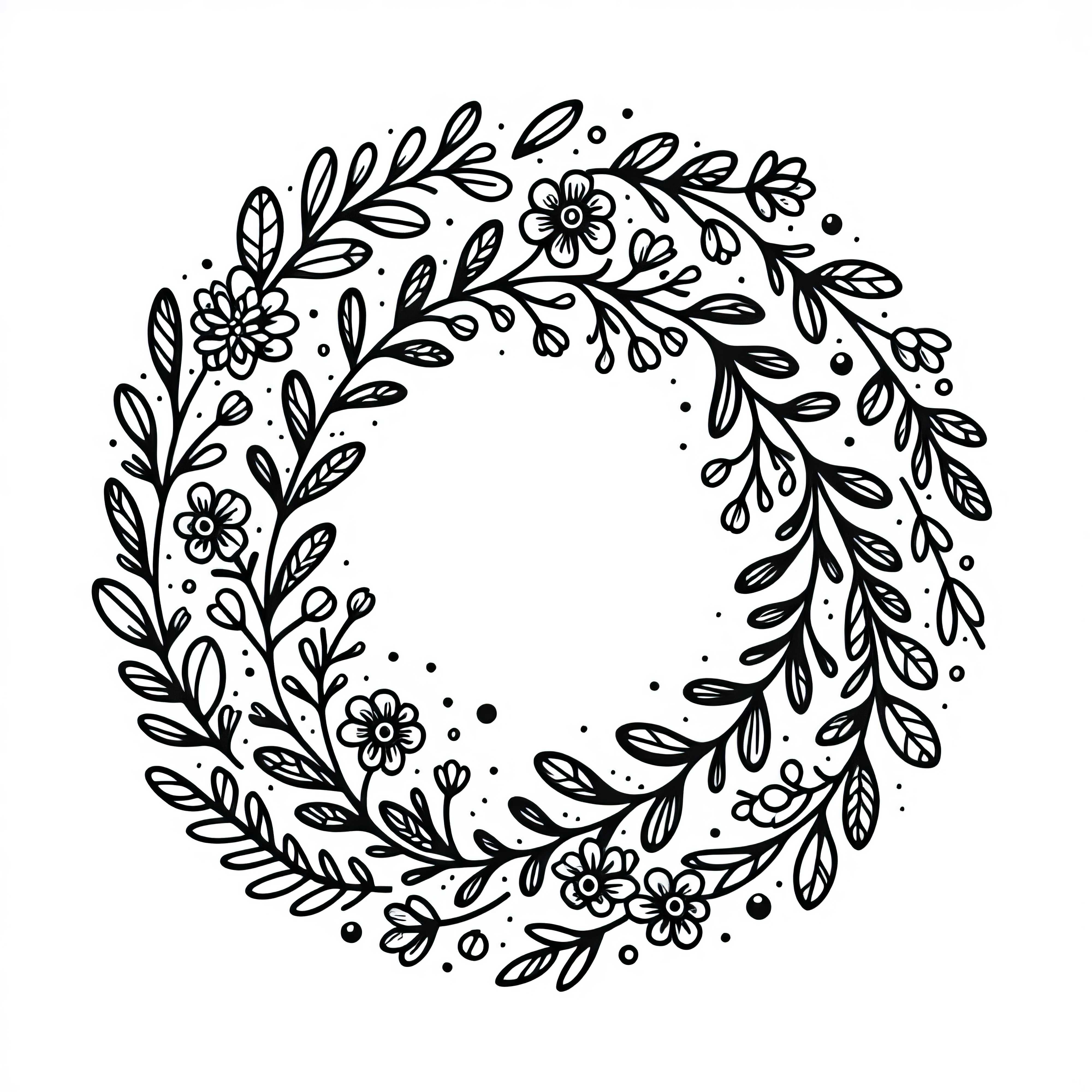 Guirlanda de flores com pequenas flores para baixar gratuitamente como modelo de colorir Coroa de flores com pequenas flores para download gratuito como modelo de desenho