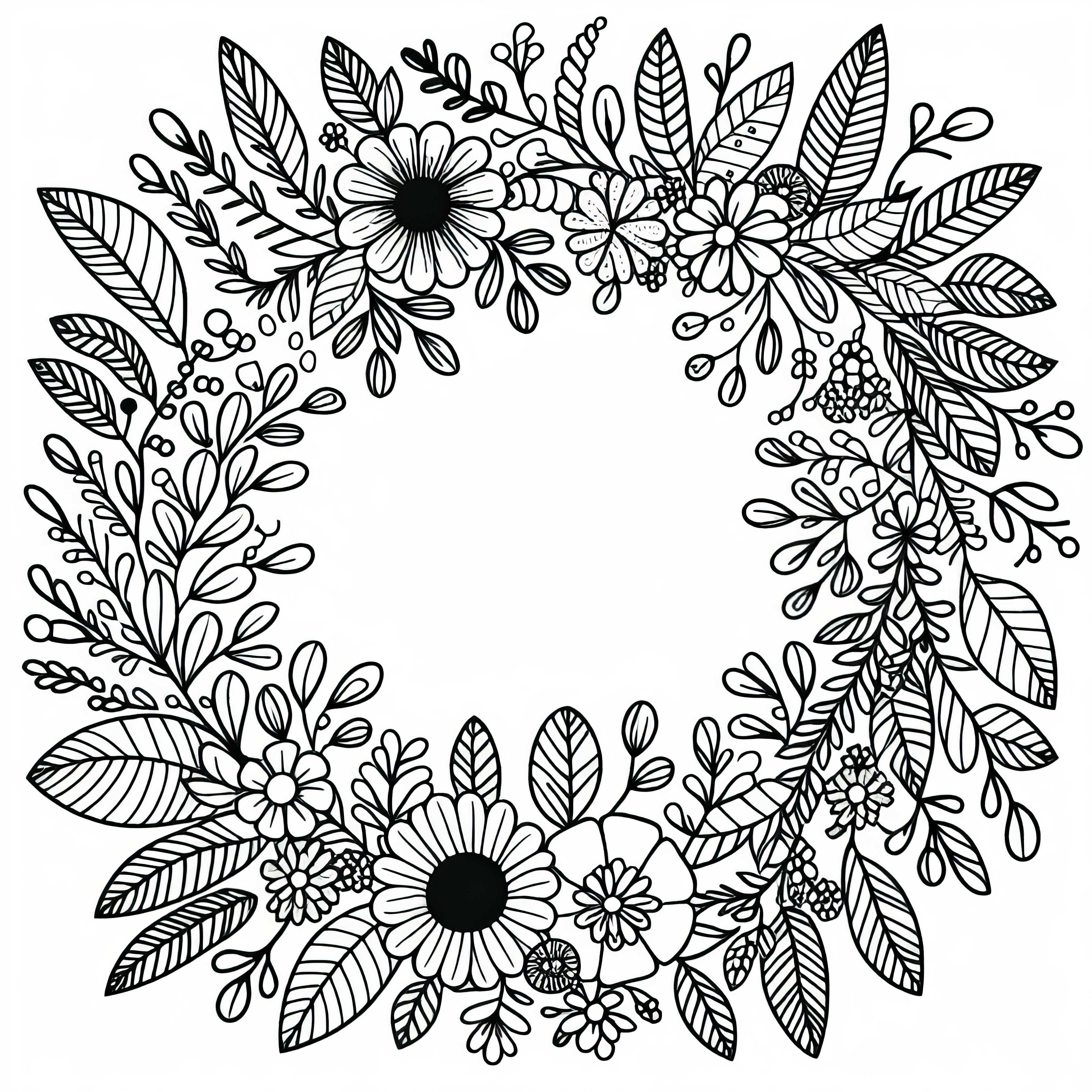 꽃 화환 색칠하기 이미지 무료 다운로드
