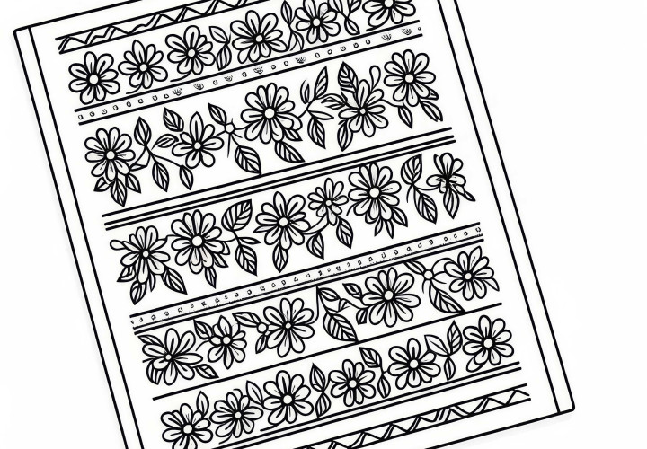 Baixe gratuitamente a ficha de colorir com padrão de listras e fileiras de flores Baixe gratuitamente o modelo de colorir com padrão de listras e fileiras de flores