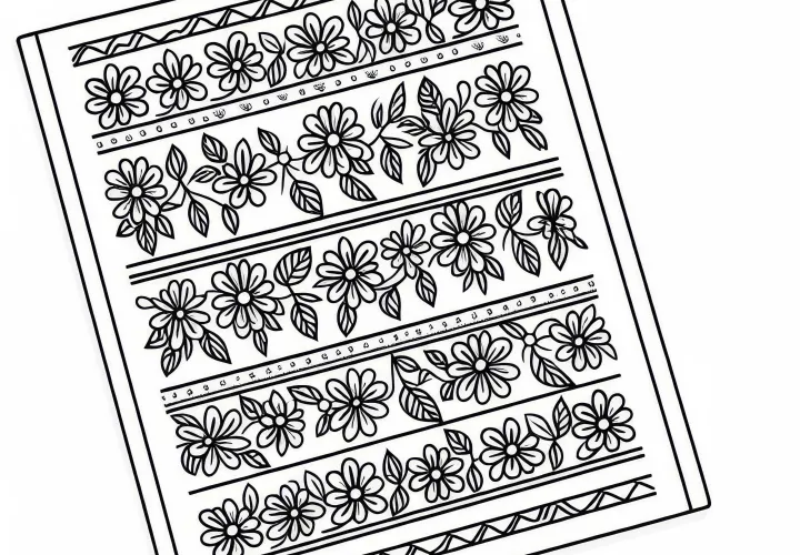 Безплатно изтегляне на шаблон за оцветяване с ивици и редици цветя