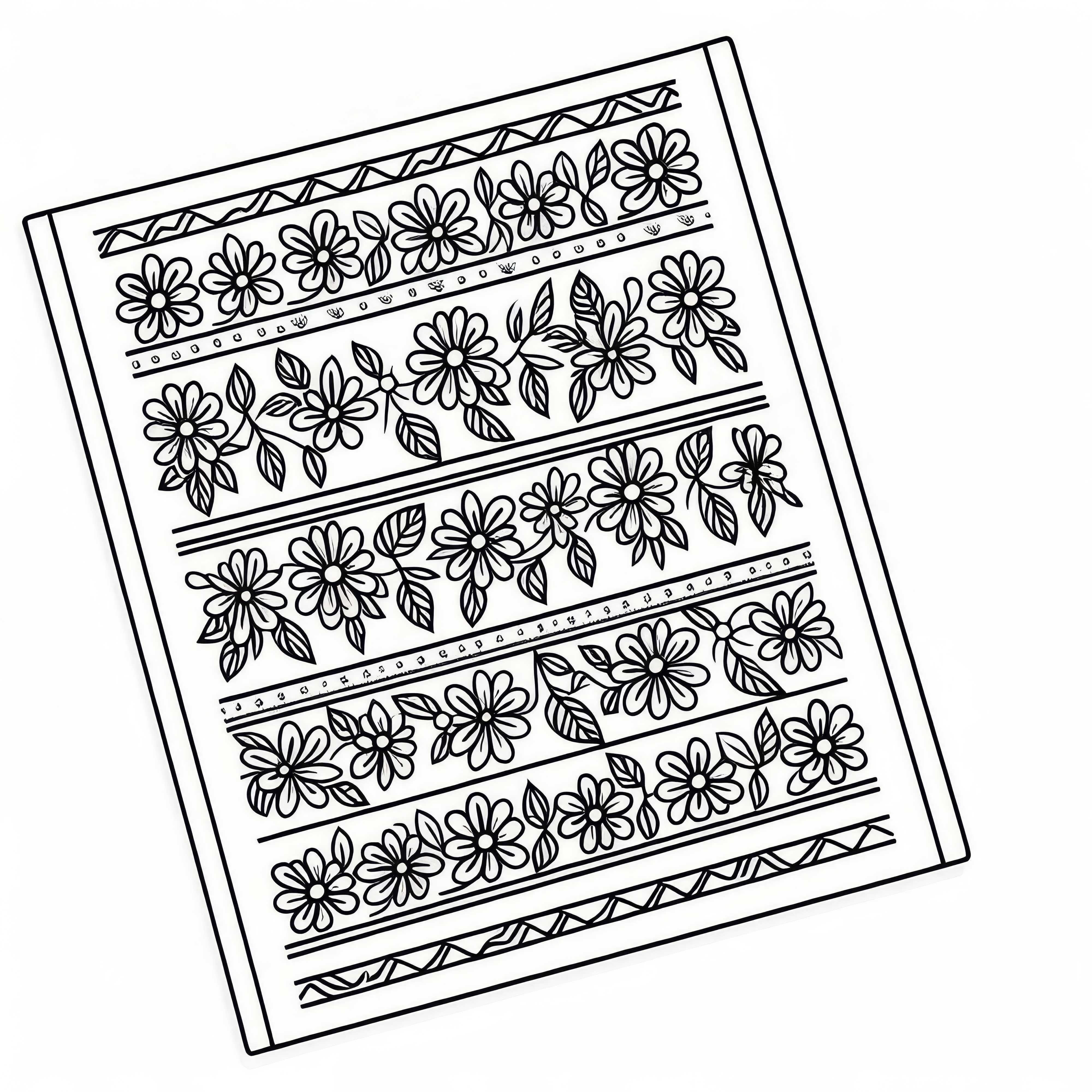 Download gratuito do molde para colorir com padrão de listras e filas de flores Padrão de listras com fileiras de flores modelo para colorir para download gratuito