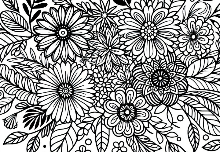 Baixe gratuitamente imagem para colorir com padrão floral selvagem Baixe gratuitamente uma imagem para colorir com padrão floral selvagem