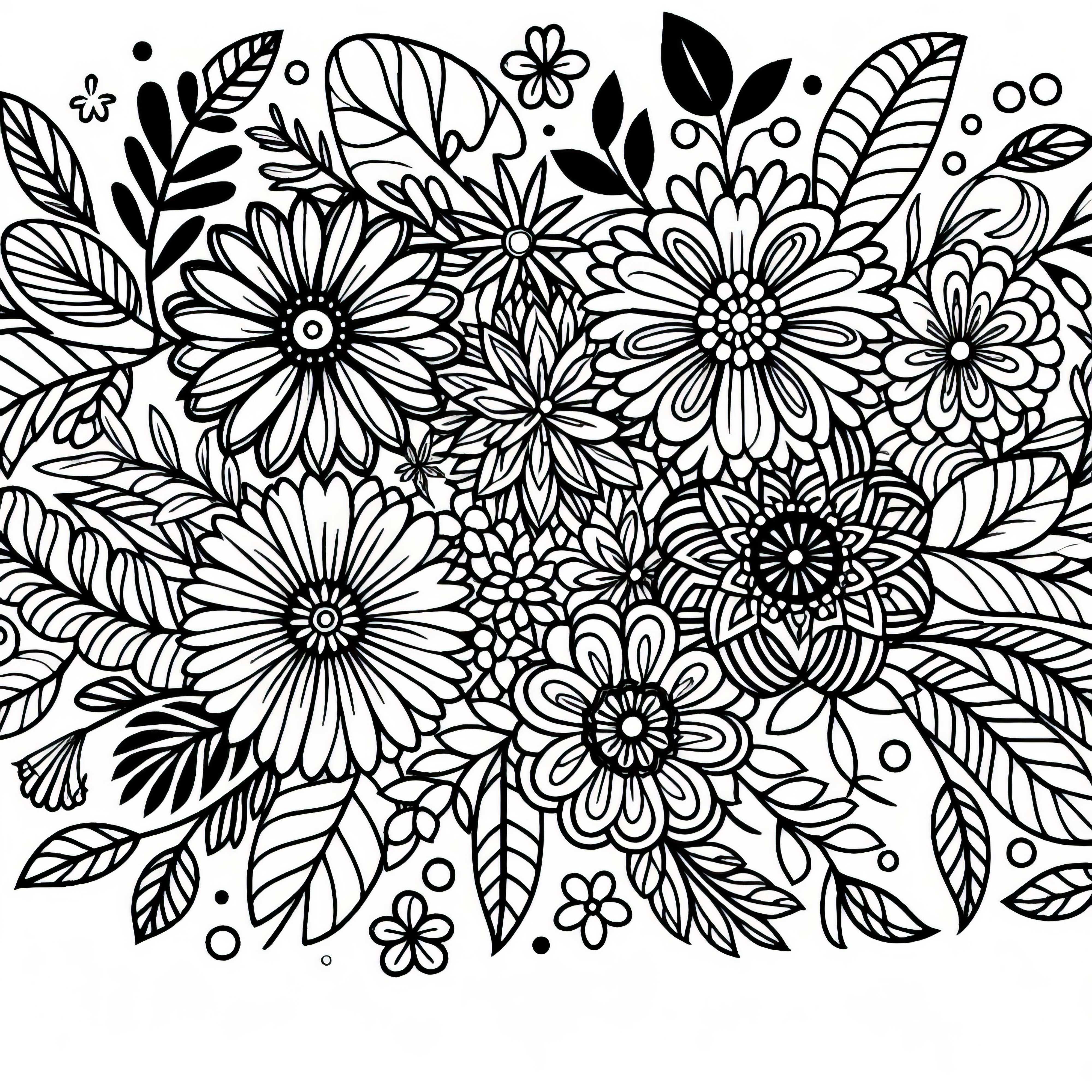 Baixe gratuitamente uma imagem de colorir com padrão floral selvagem Baixe gratuitamente uma imagem para colorir com padrão floral selvagem