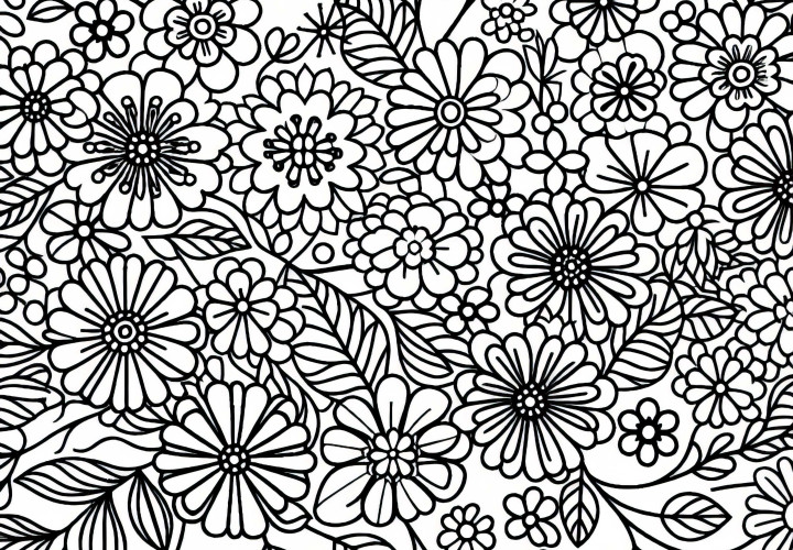 Desenho para colorir com padrão de flores para colorir e baixar Desenho para colorir com padrão de flores para colorir e baixar