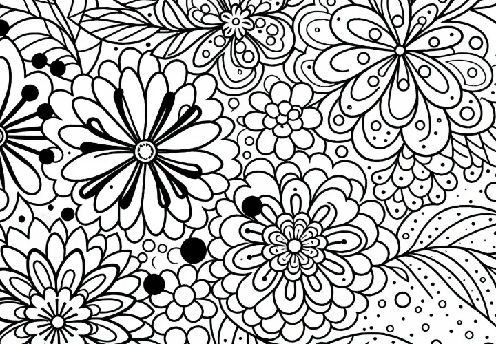 Смес от цветя - Безплатна оцветяваща картина