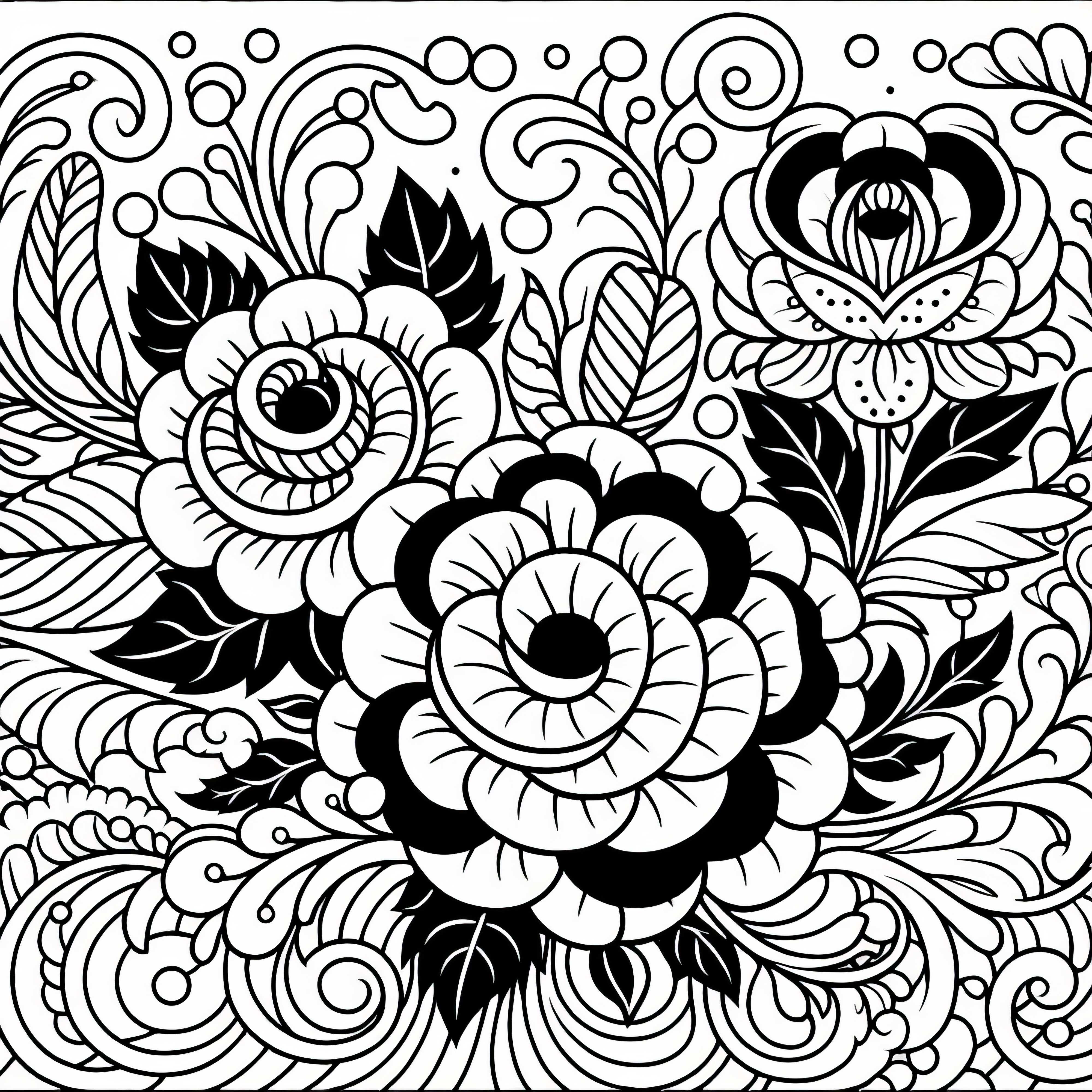 Padrão de rosas e trepadeiras estilizadas - Desenho para colorir grátis Padrão de rosas estilizadas e trepadeiras - Desenho para colorir grátis