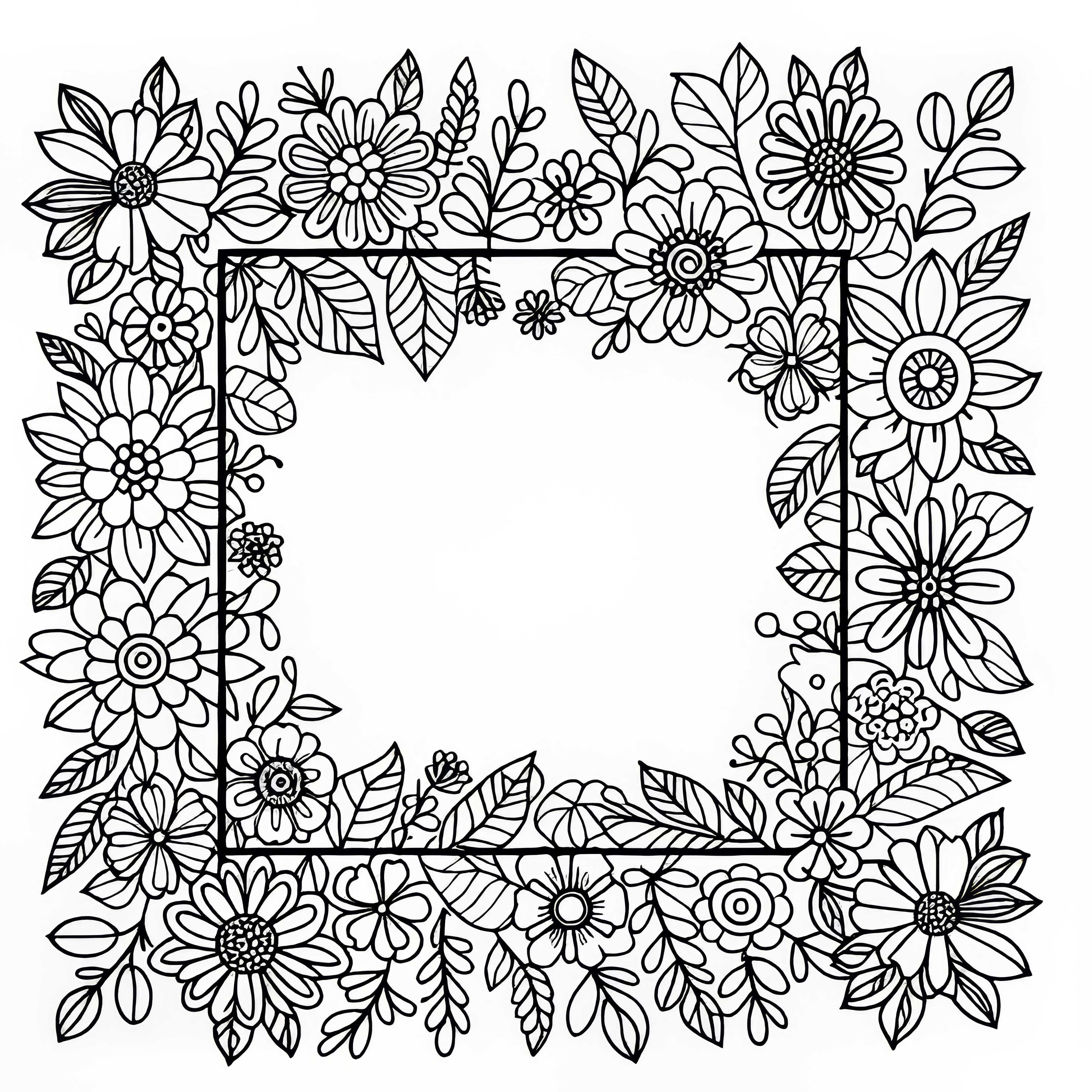Desenho para colorir de moldura de flores grátis Desenho para colorir de moldura de flores gratuito