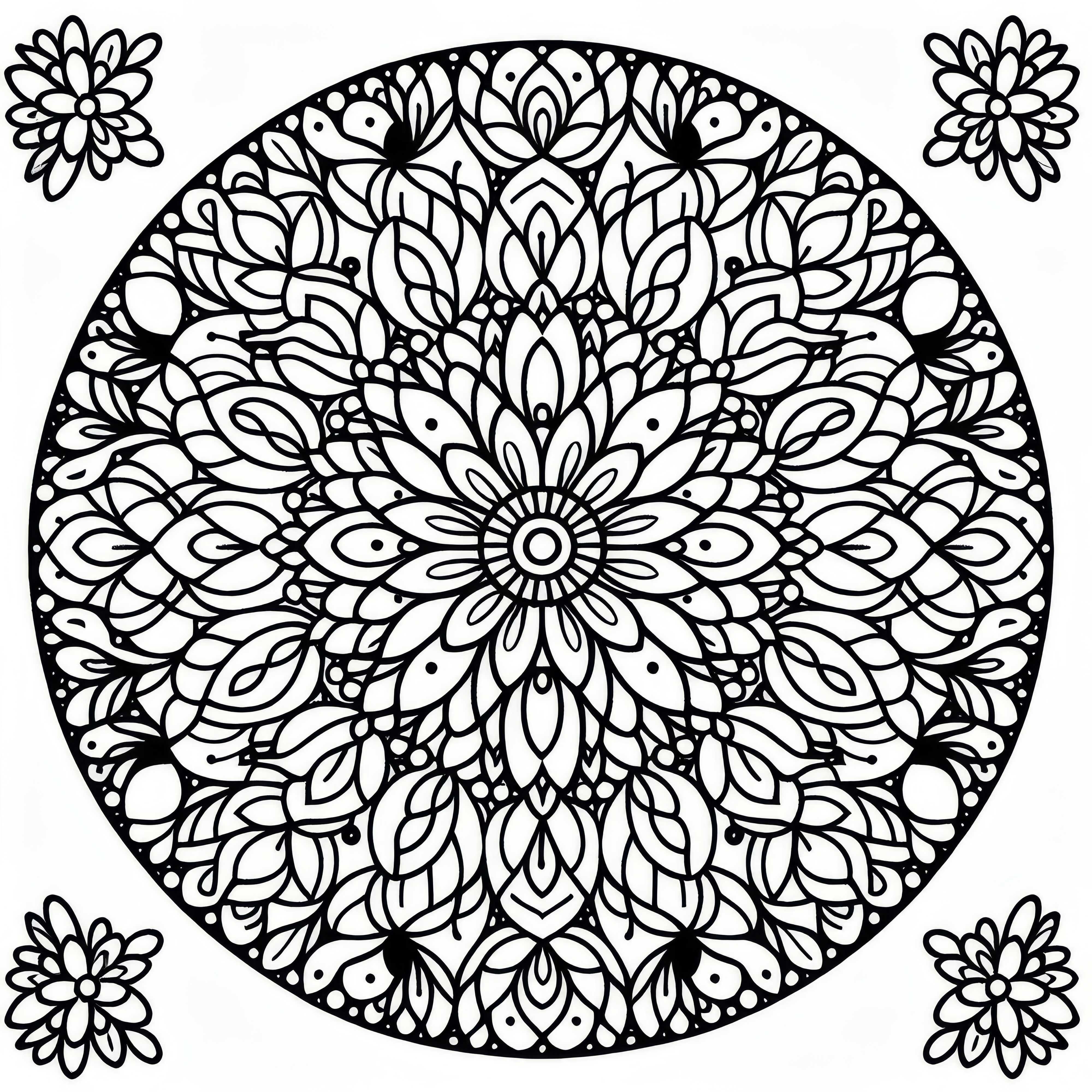 작은 꽃들로 구성된 둥근 만다라 – 무료 색칠하기 그림 작은 꽃으로 이루어진 둥근 만다라 - 무료 색칠하기 그림