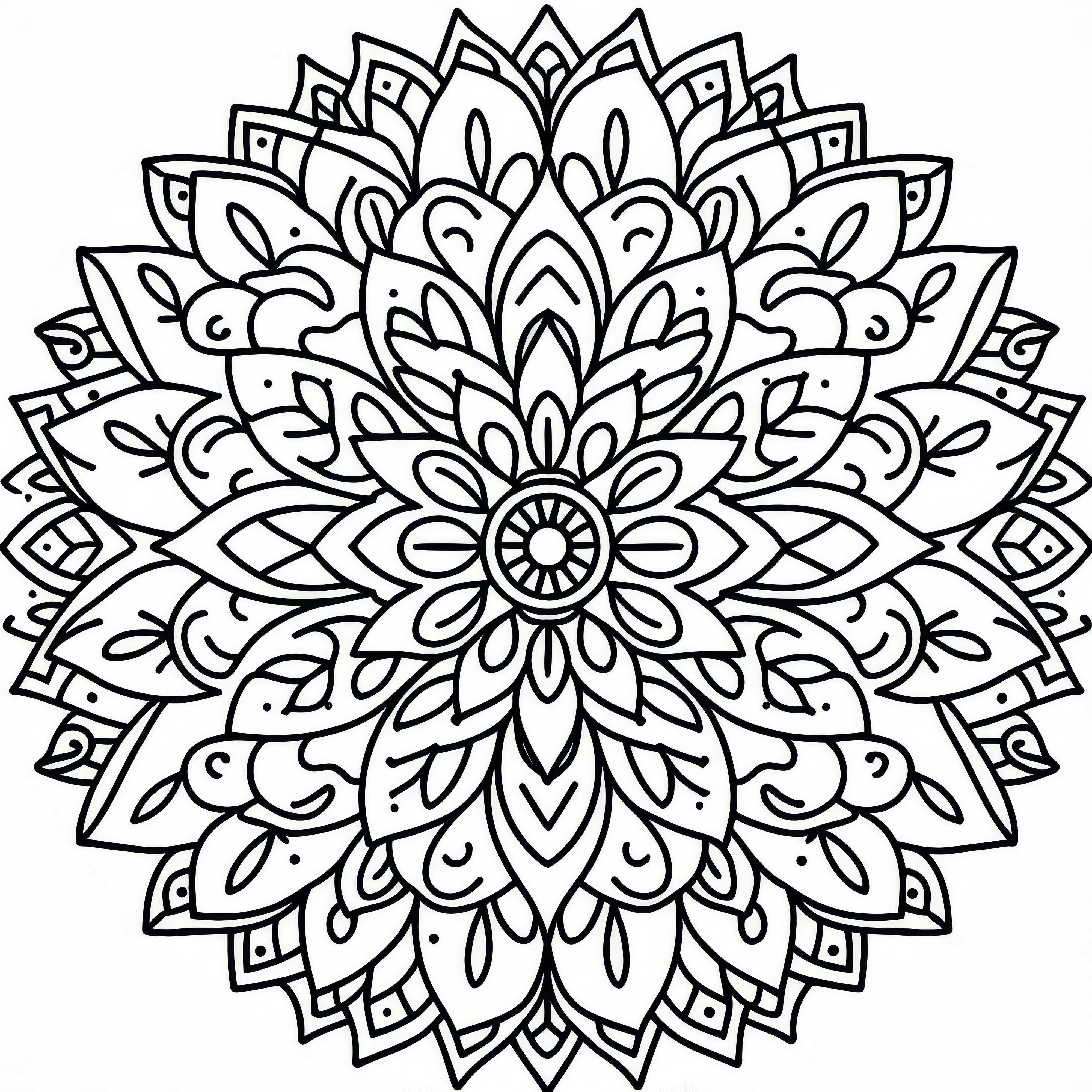 Mandala simples com formas florais claras – Desenho para colorir grátis Mandala simples com formas de flores claras – Desenho para colorir grátis