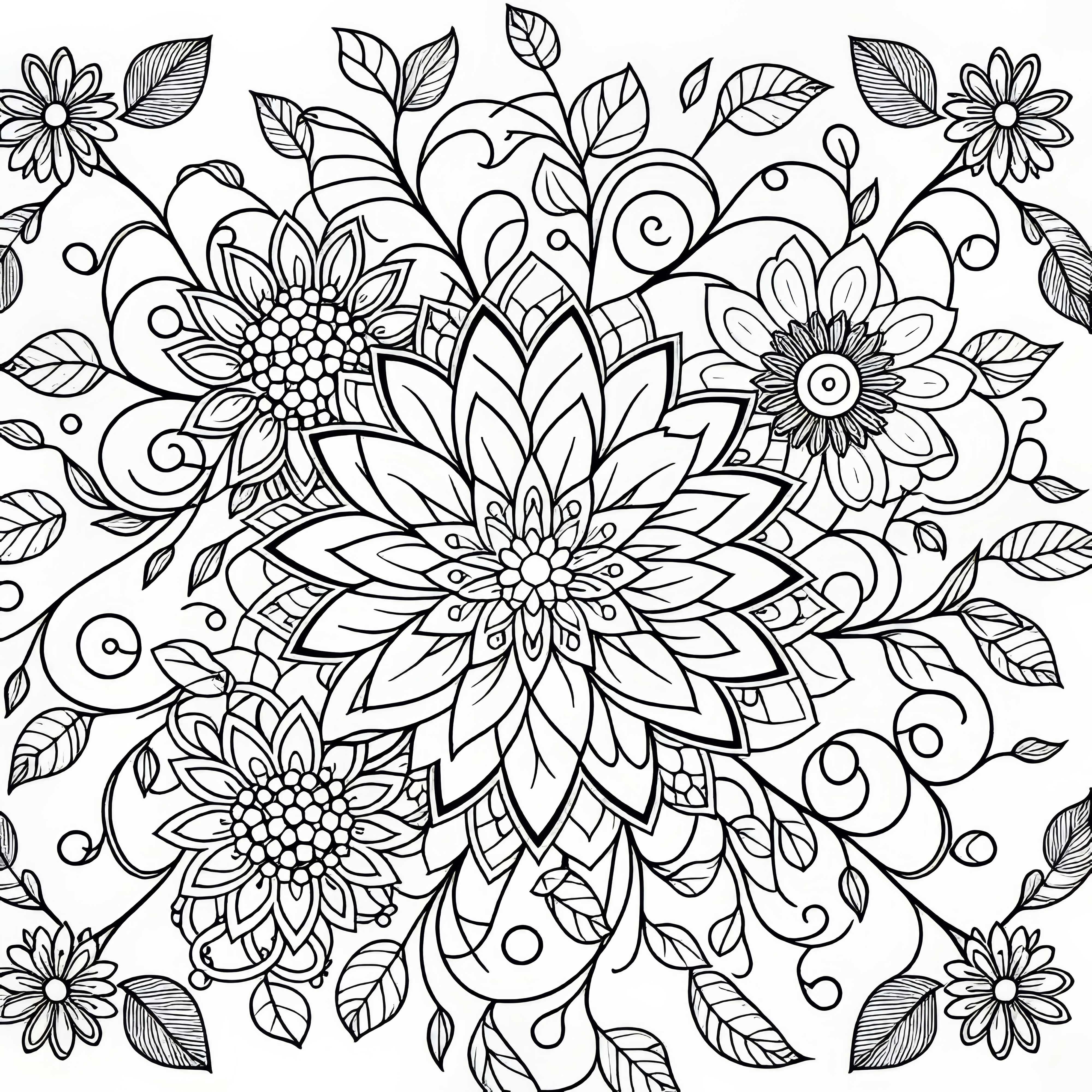 Complex mandala with vines - free coloring template Complex mandala with vines - free coloring page