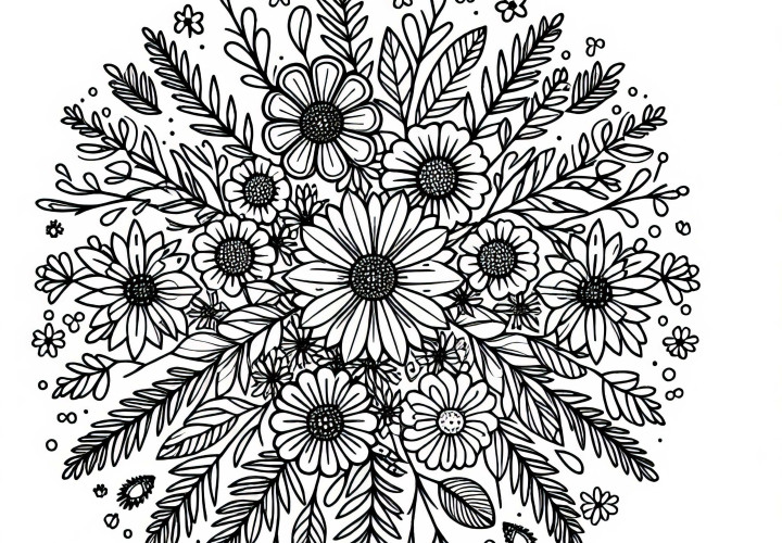 Mandala made of wildflowers – Free coloring page