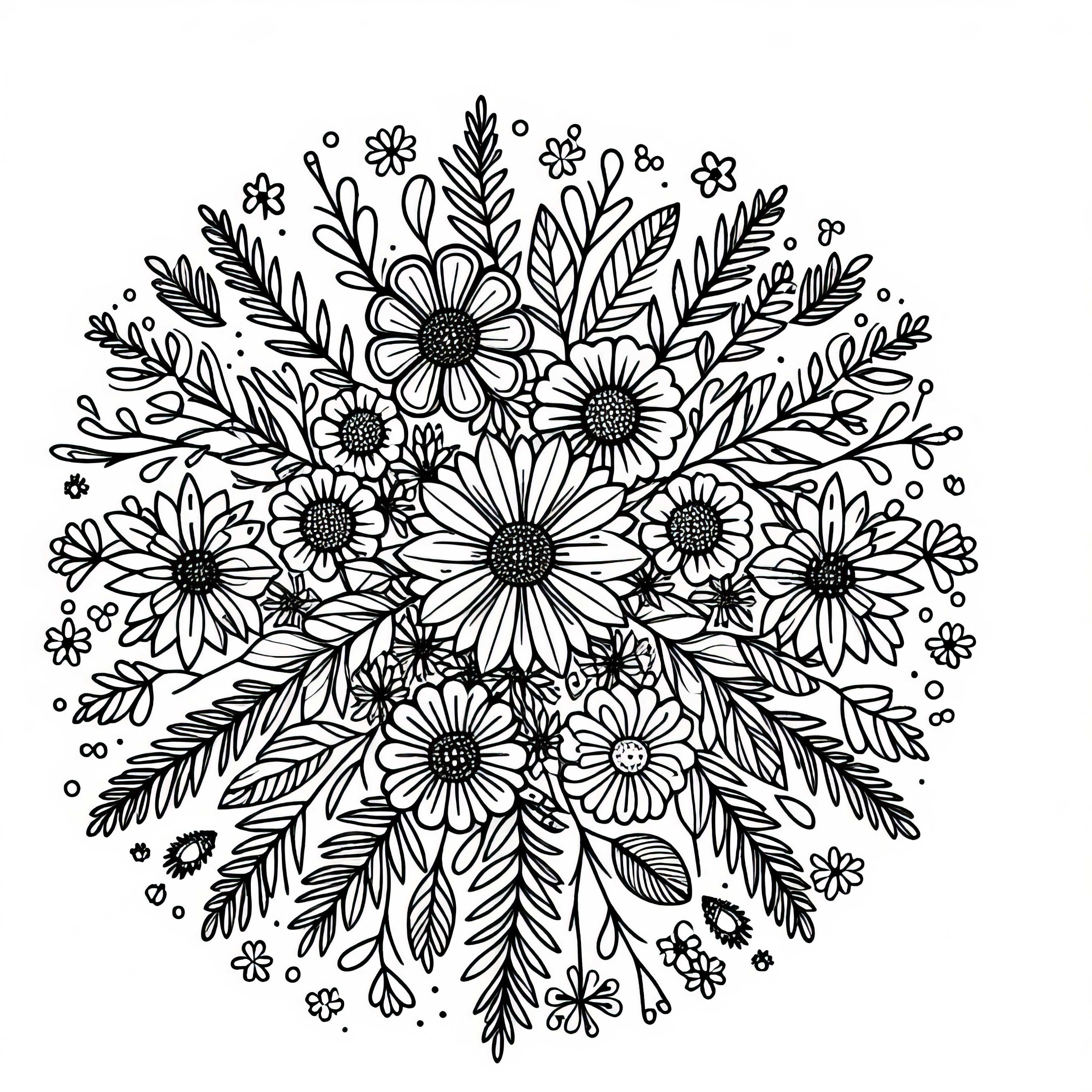 Mandala z divokých květin – Zdarma omalovánka