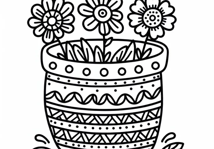Kreslený obrázek květináče s květinami zdarma