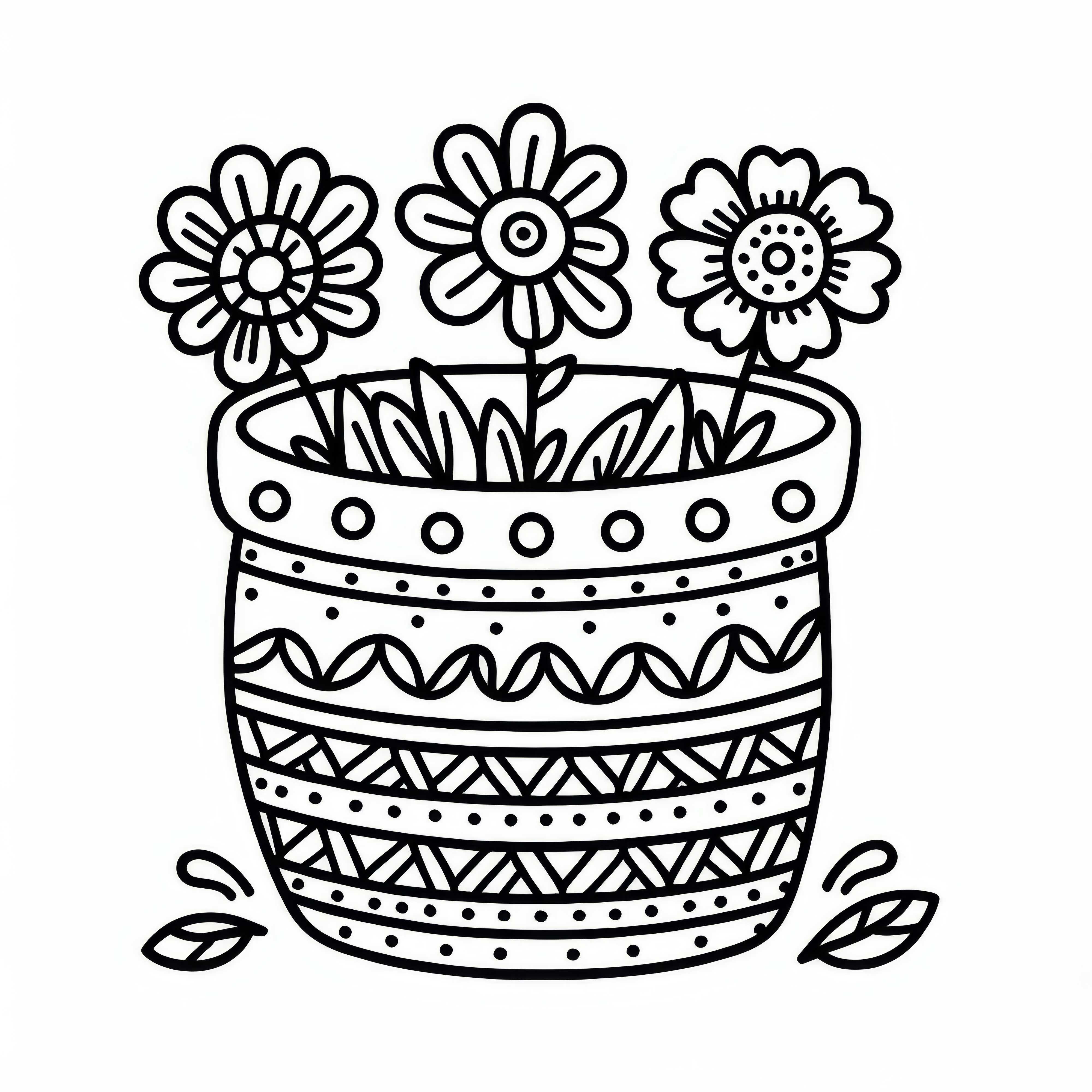 Dessins à colorier de pot de fleurs avec des fleurs gratuits Dessins à colorier de pot de fleurs avec des fleurs gratuits