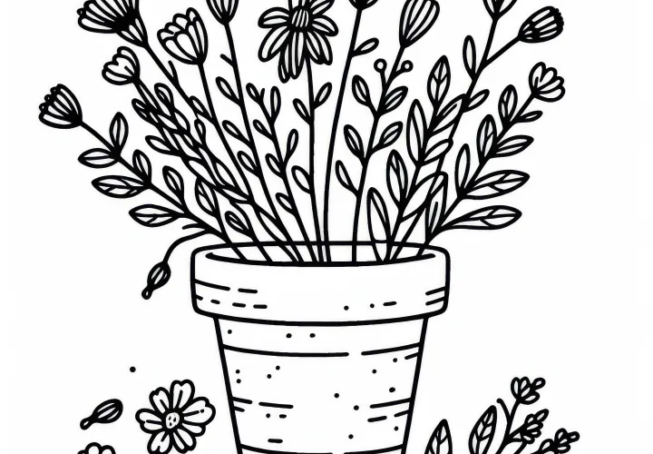 Hrnce s květinami - omalovánka zdarma