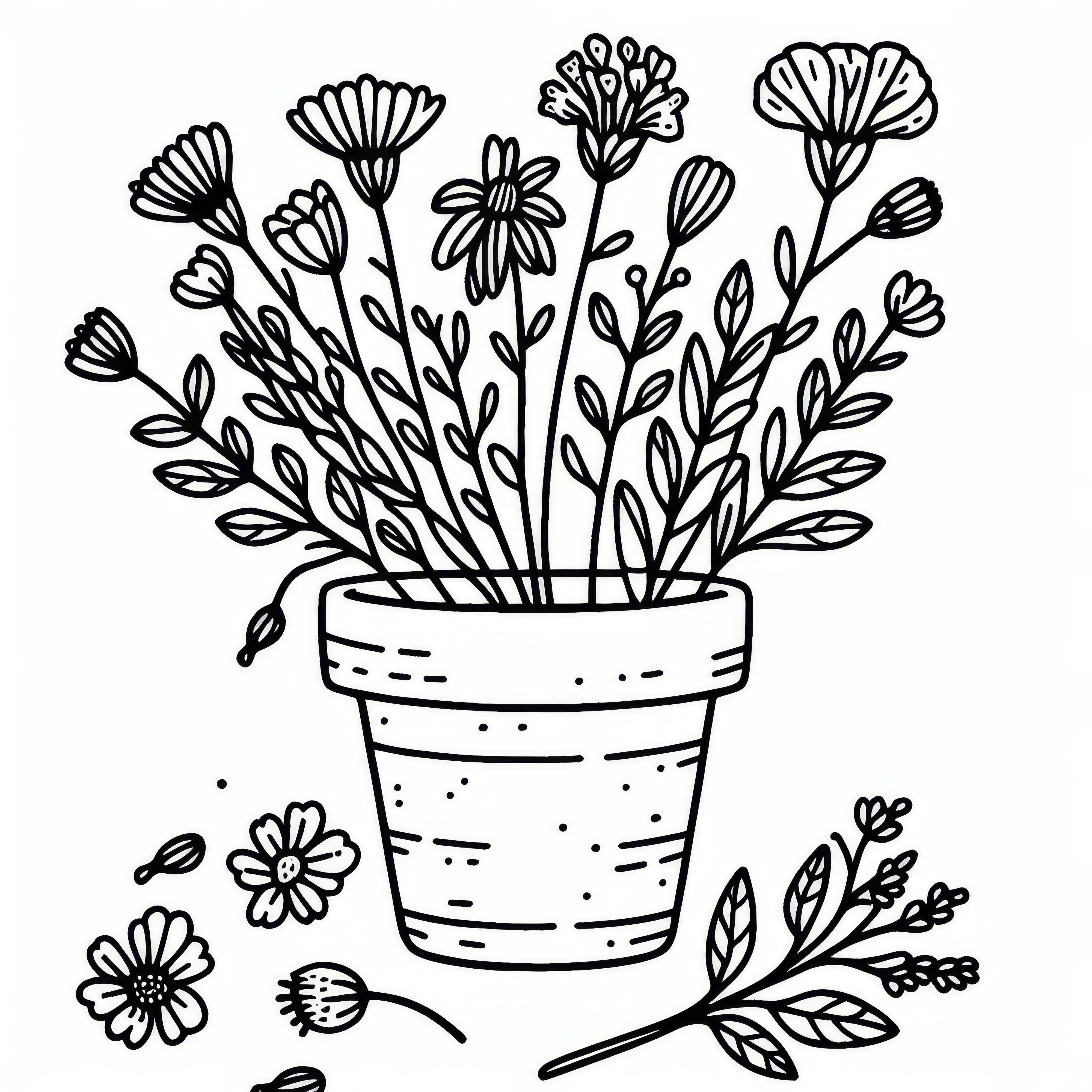 Pot de fleurs - Feuille à colorier gratuite Pot de fleurs - Dessin à colorier gratuit
