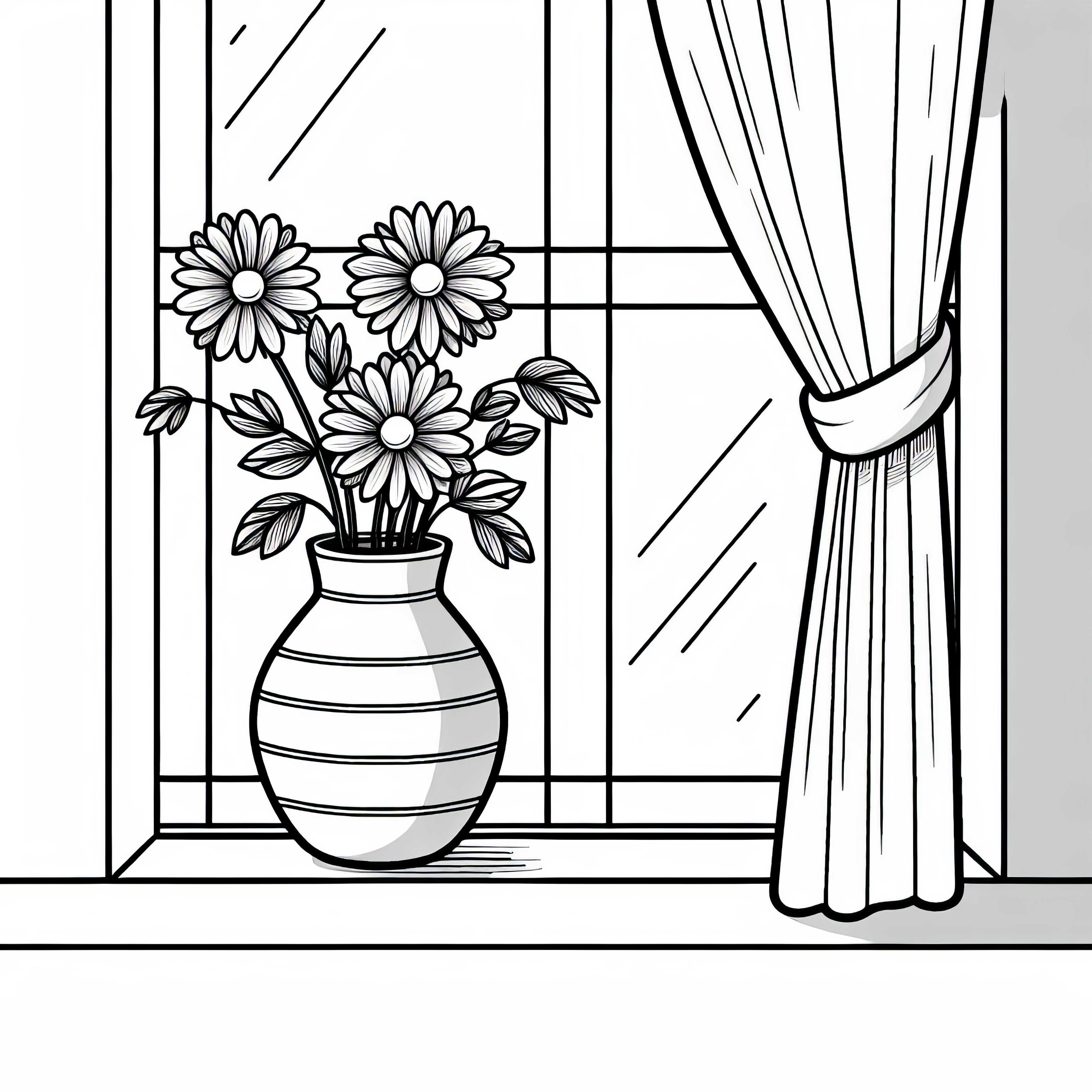 Blumenvase vor Fenster Ausmalbild kostenlos herunterladen Blumenvase vor Fenster Ausmalbild kostenlos herunterladen