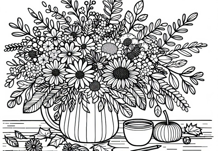 Disegno da colorare di fiori autunnali gratuito Disegni da colorare di fiori autunnali gratuiti