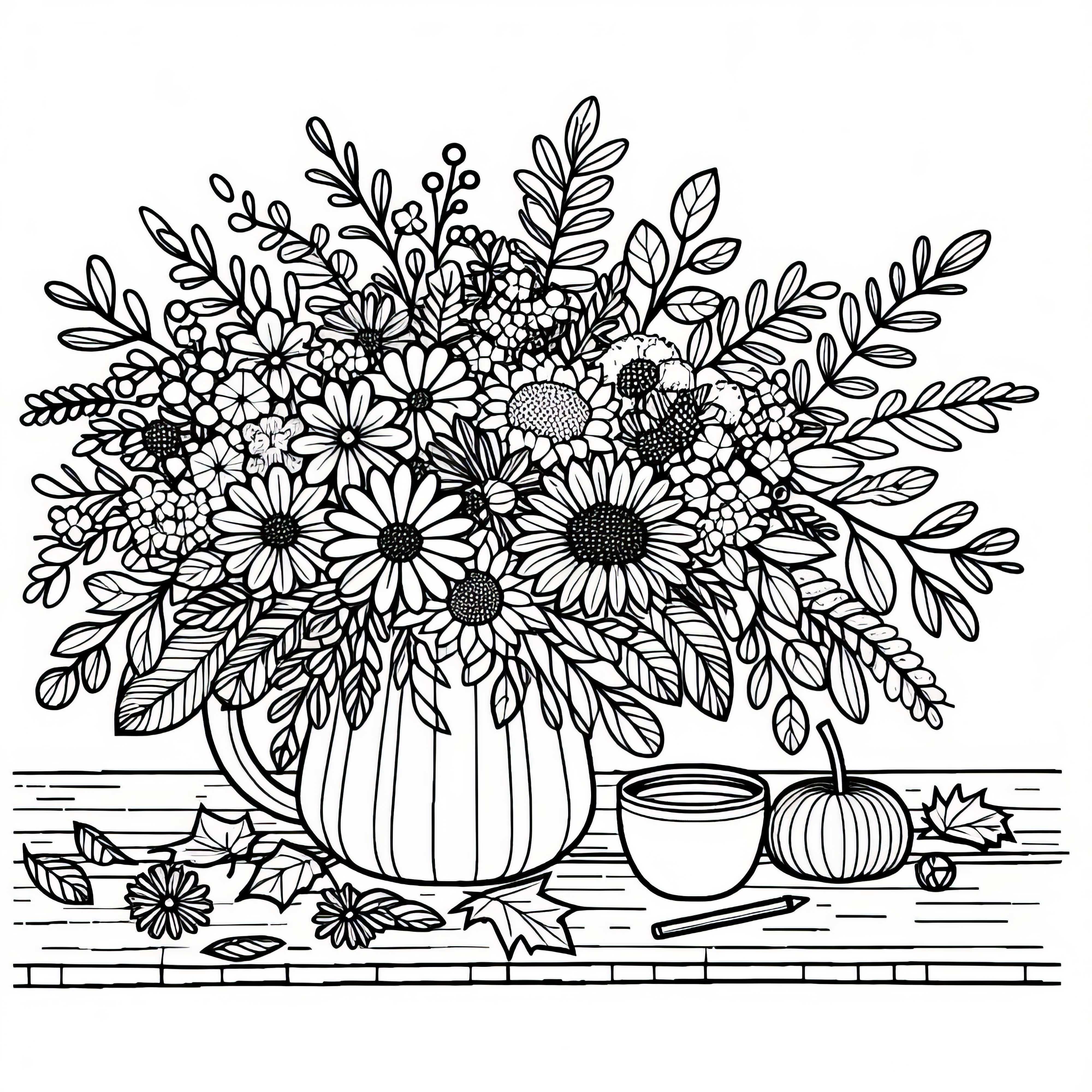 Disegno da colorare di fiori autunnali gratuito