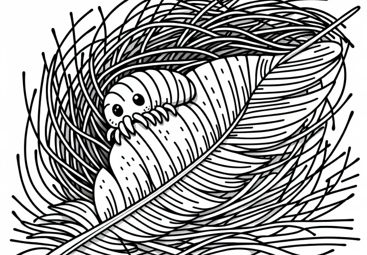 Лаус прячется между волосками – Бесплатная раскраска