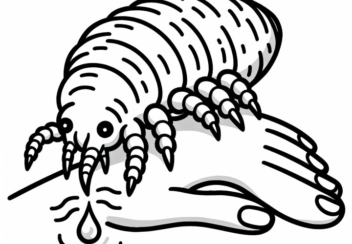 라우스는 피부에 앉아 피를 빨아먹습니다 - 무료 색칠 공부 이미?