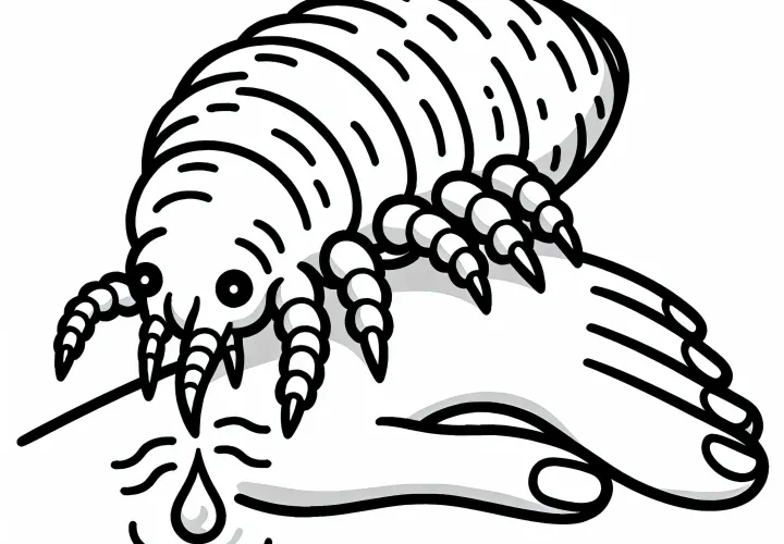 Лаус сидит на коже и сосет кровь – Бесплатная раскраска