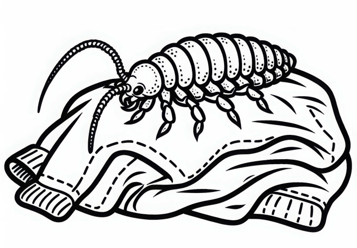 라운스가 옷 위를 기어다녀요 – 무료 색칠공부 도안