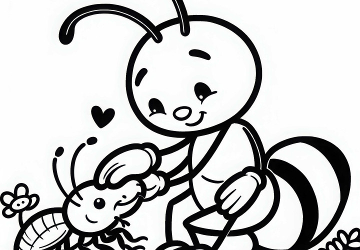 라우스는 개미에 의해 돌보여집니다 - 무료 색칠하기 그림