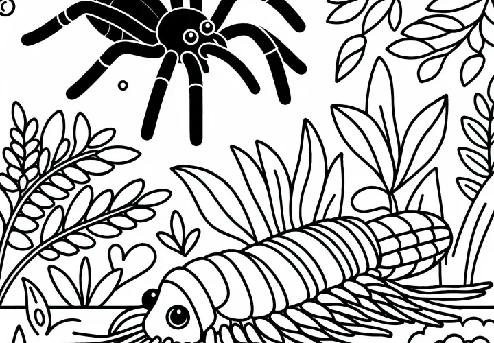 Srebrna ribica jo opazuje pajek – Barvna slika brezplačno