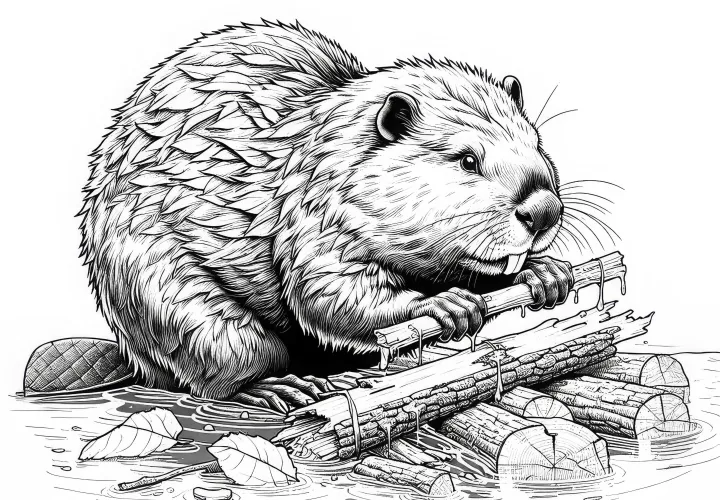 Раскраска бобра для скачивания (бесплатно)