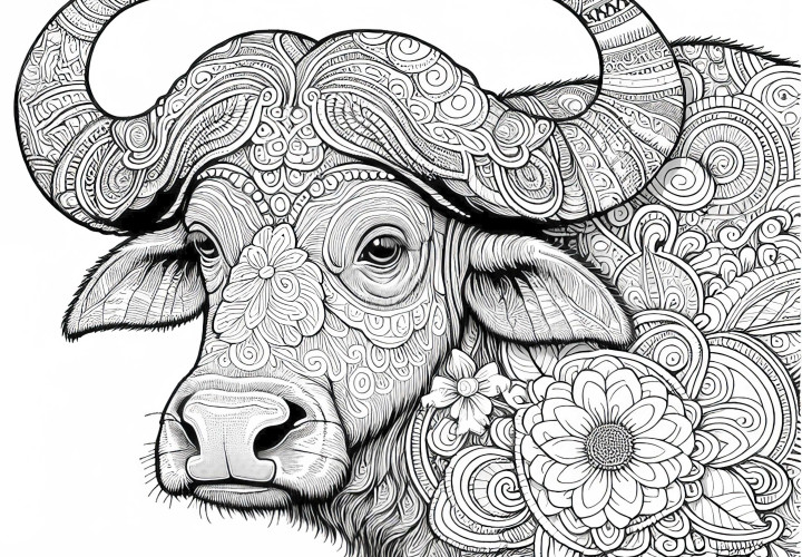 Free coloring page of a buffalo