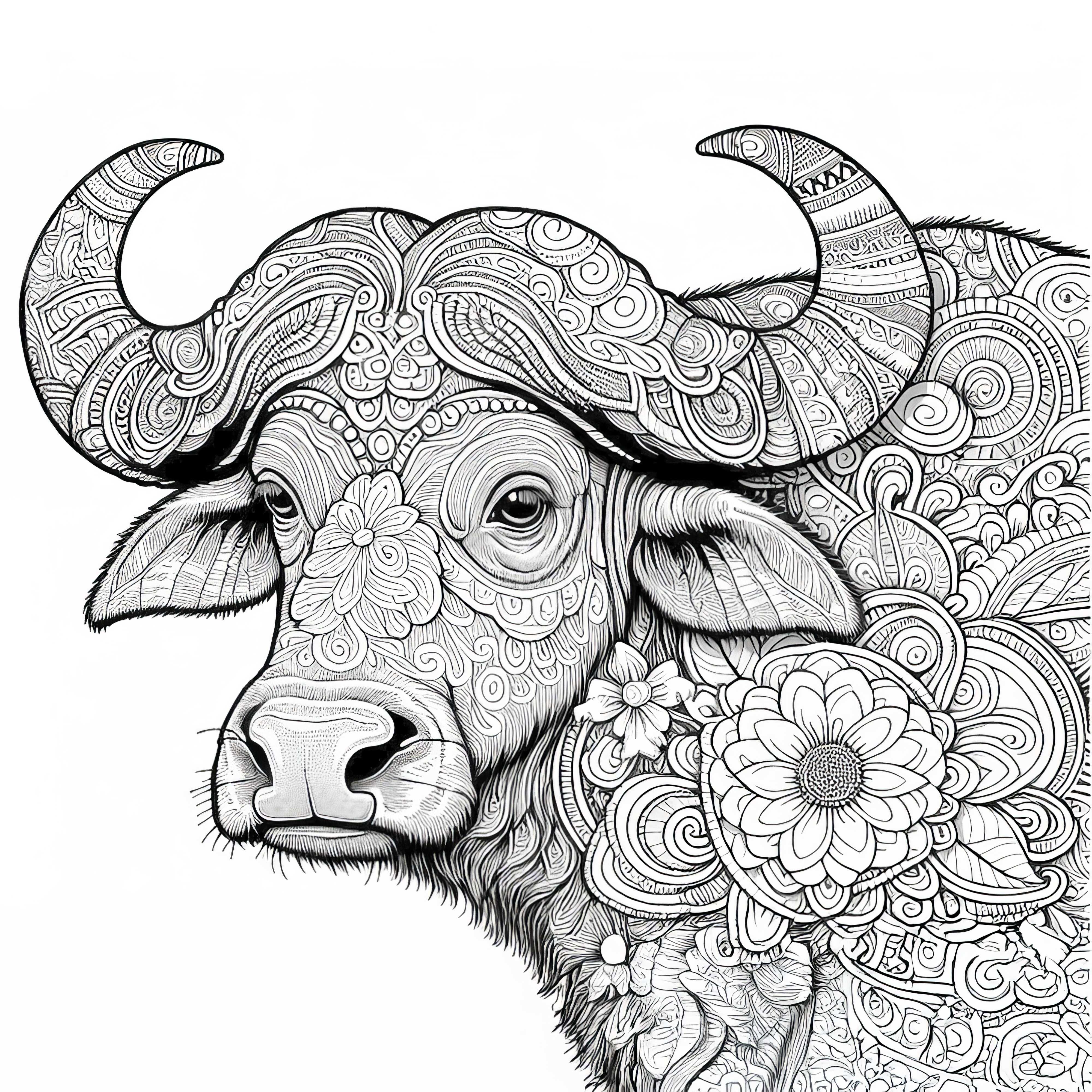 무료 물소 색칠공부 그림