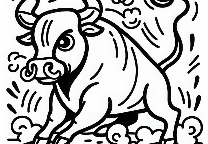 Bulle schnauft bereit zum Angriff – Malvorlage gratis Bulle schnauft bereit zum Angriff – Malvorlage gratis