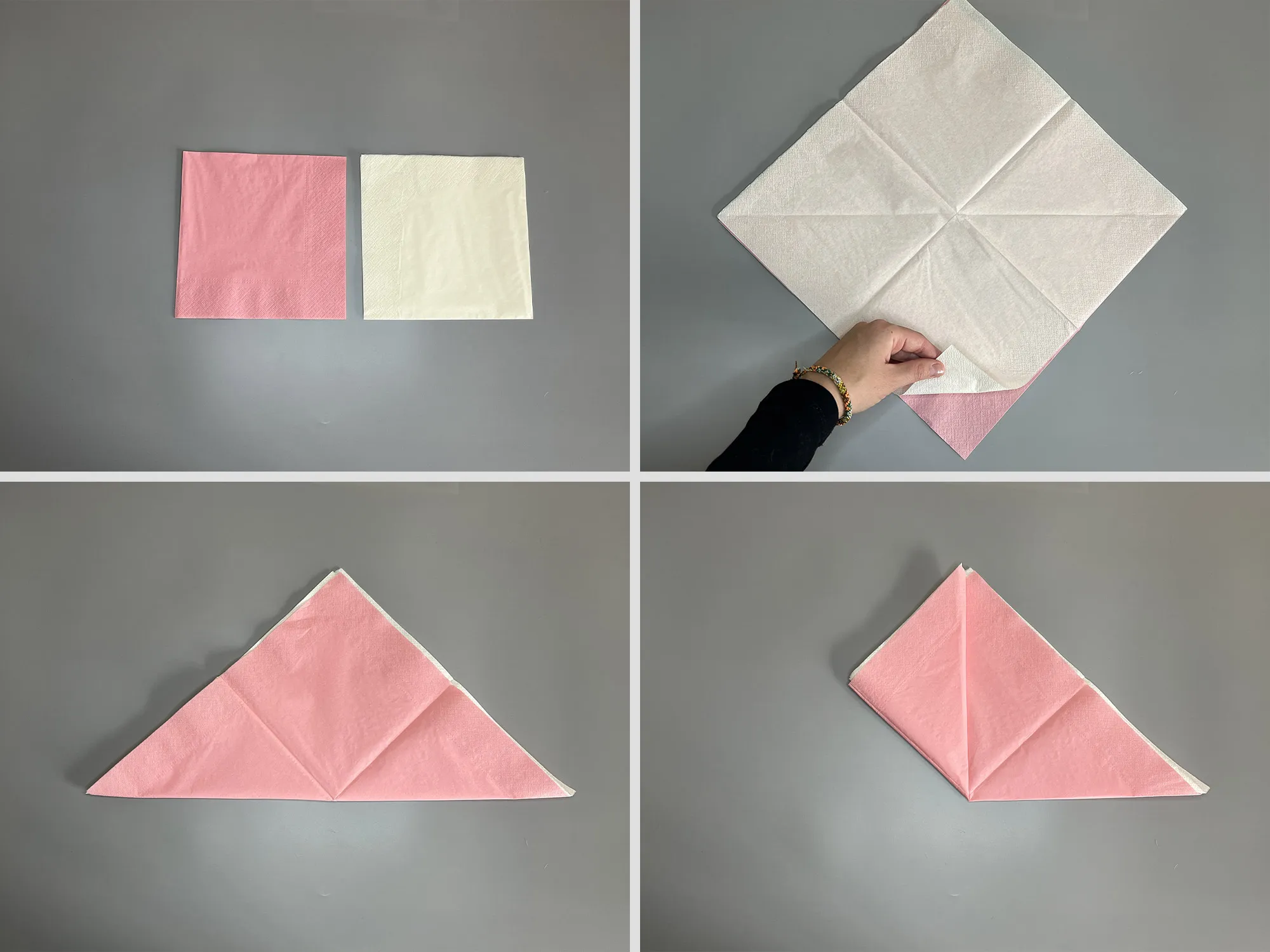Fold cutlery pouch from a napkin: Step 1