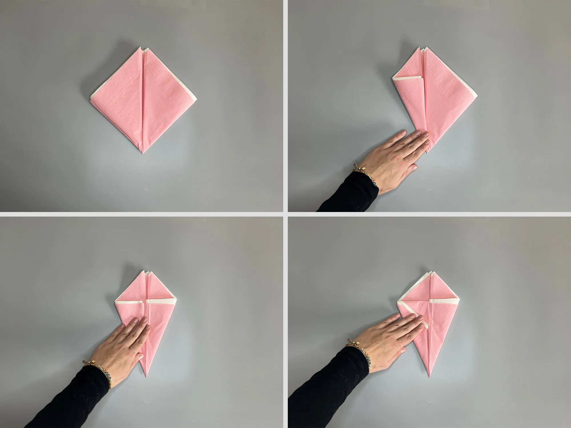 Fold cutlery pouch from a napkin: Step 2
