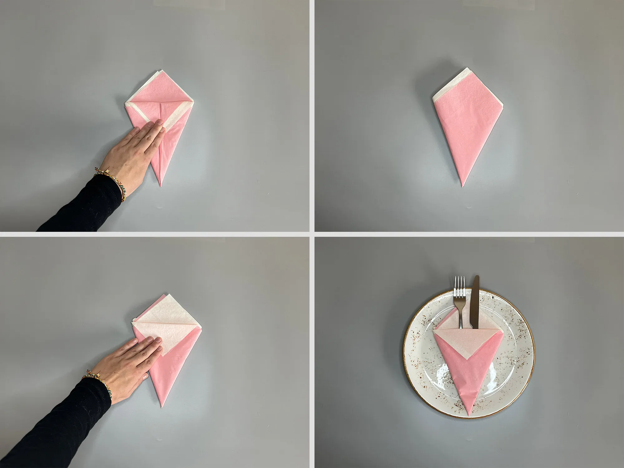 Fold cutlery pouch from a napkin: Step 3