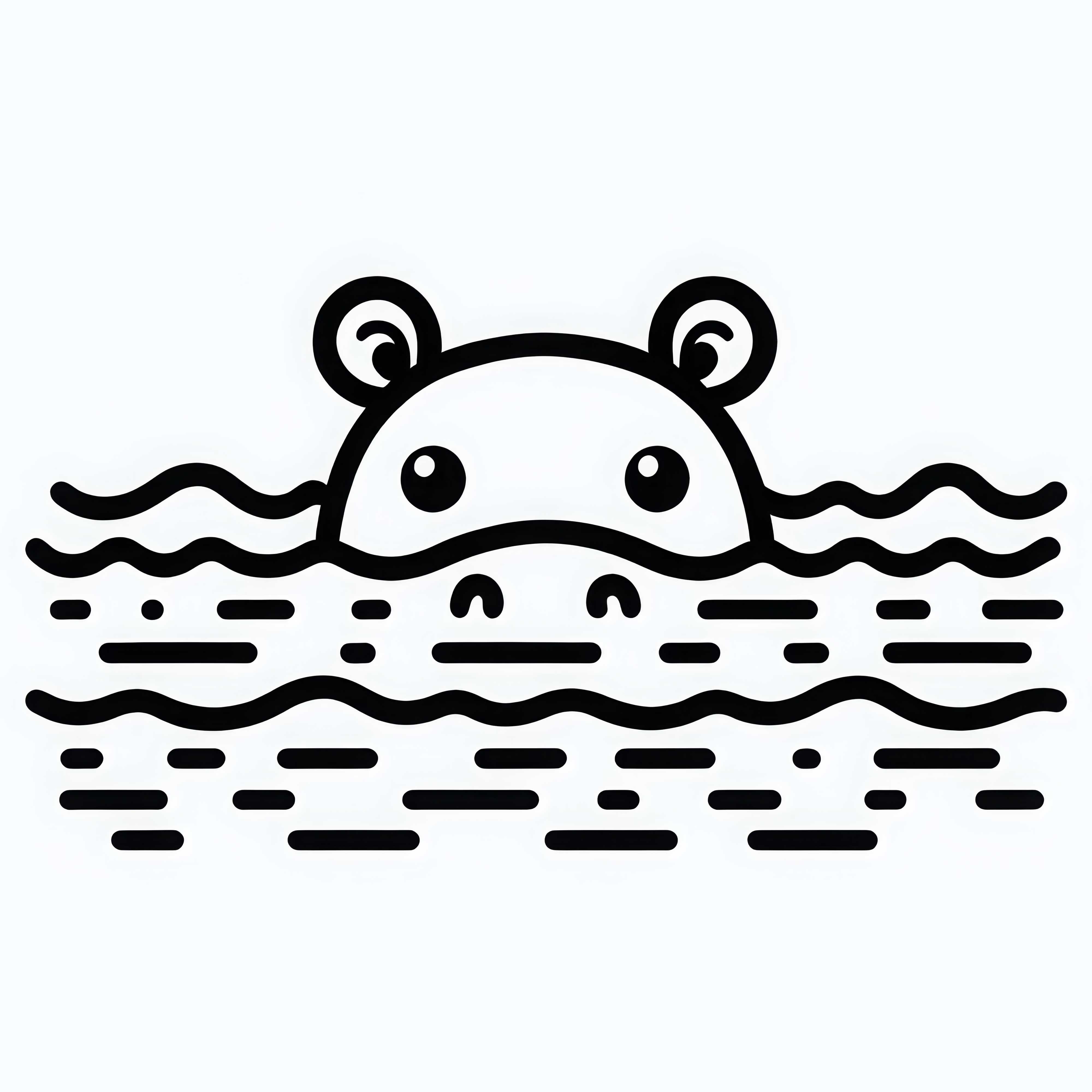 Hippopotamus appears - Coloring template simple and free