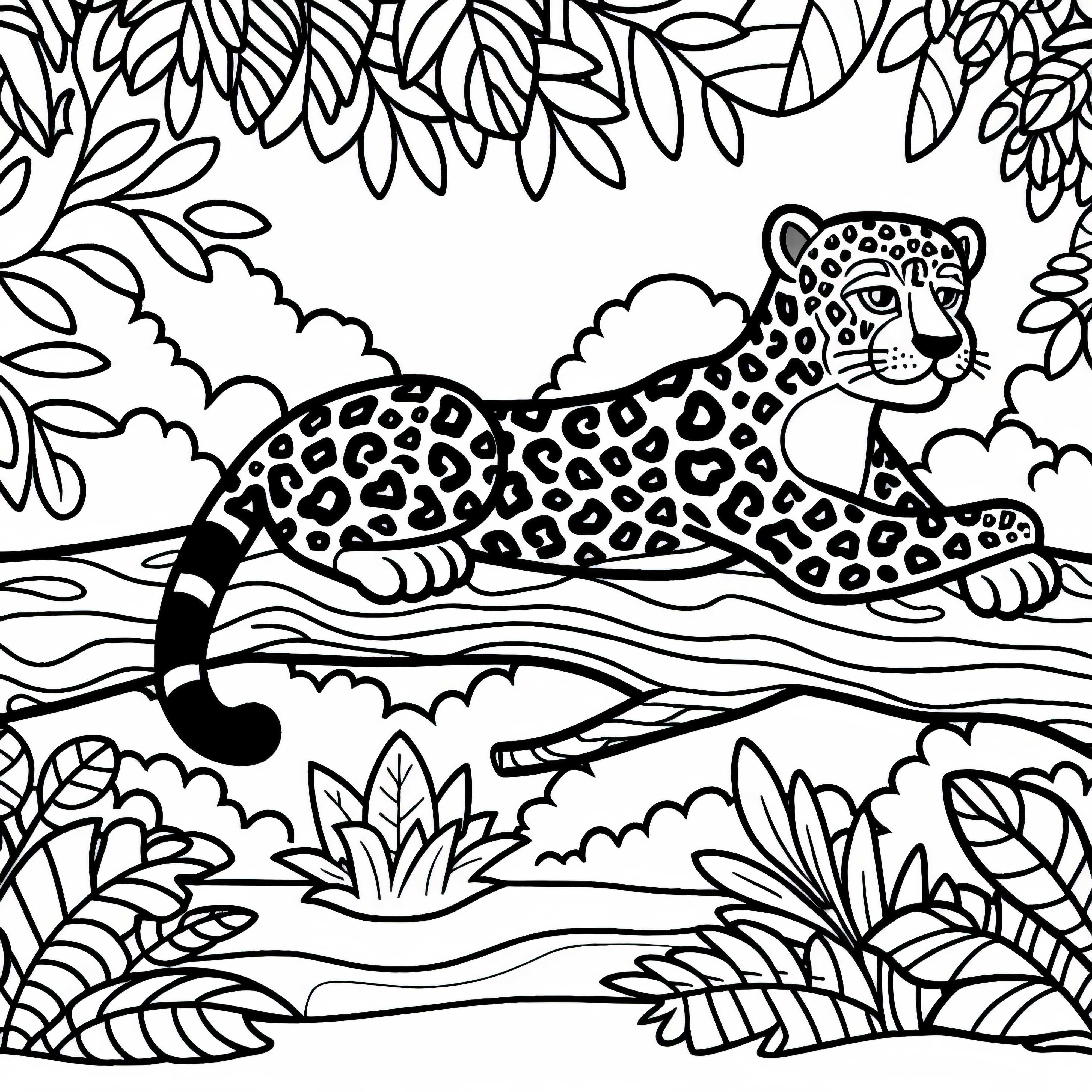 Jaguar em galho na selva: Desenho para colorir para download (Gratuito) Jacaré em galho na selva: Desenho para colorir para download (Gratuito)